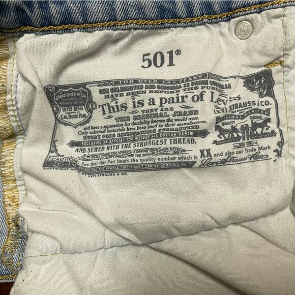 Levi’s 501 Distressed Denim Button Fly High Waist Shorts Women’s Size 30 - Picture 5 of 7